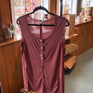 POL Burgundy Lace Sleeve Blouse